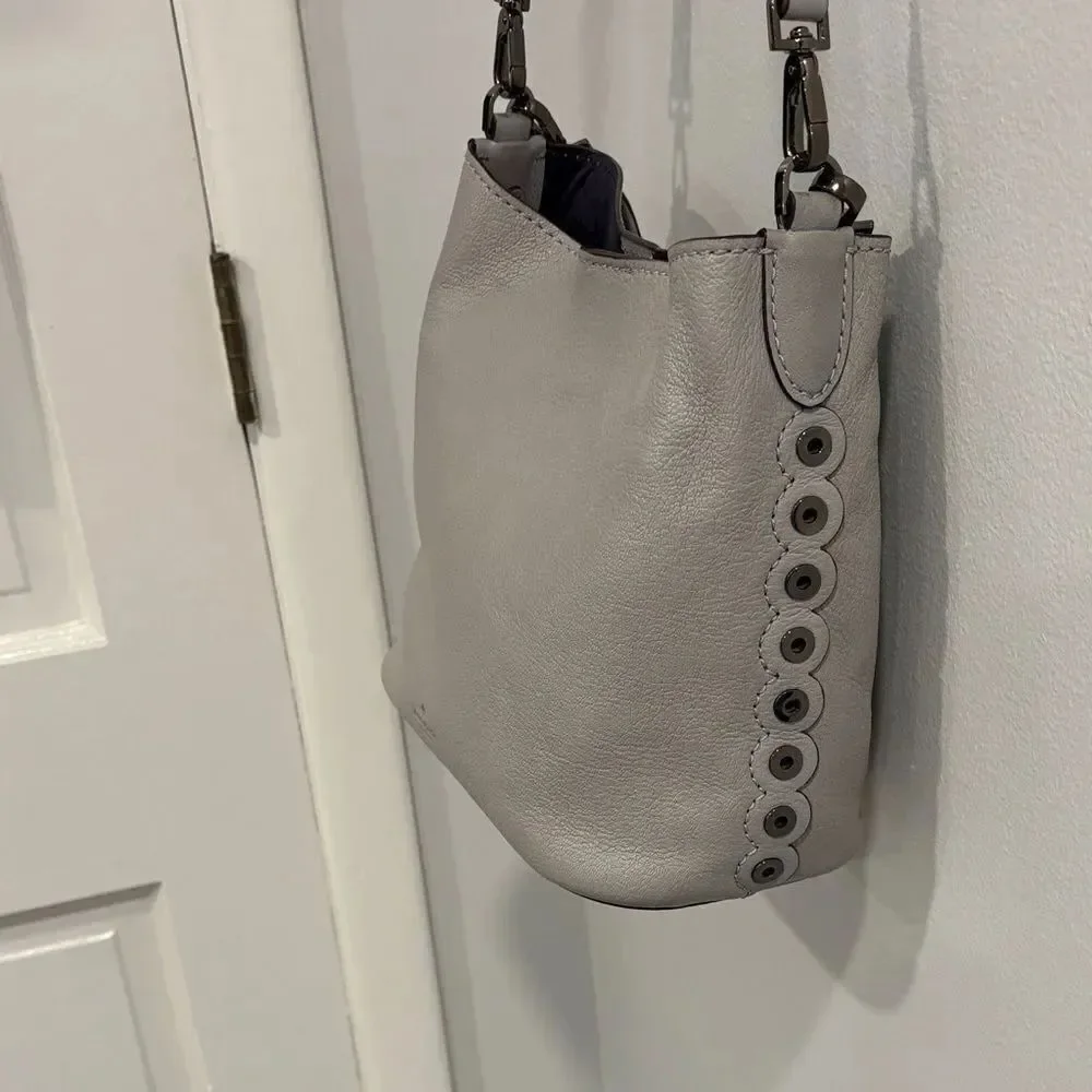 Kate Spade Bohemian Style Pebbled Gray Leather Shoulder Bag and Cross Body